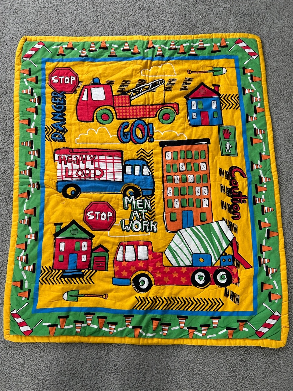 Kids Construction Vehicles Play Quilt